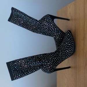 Sergio Todzi Sparkle Gem Sock Bootie in color black